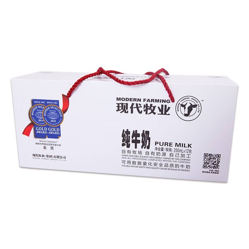 现代牧业 纯牛奶250ml*12礼盒装