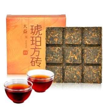 大益普洱茶琥珀方砖熟茶60g片4片盒
