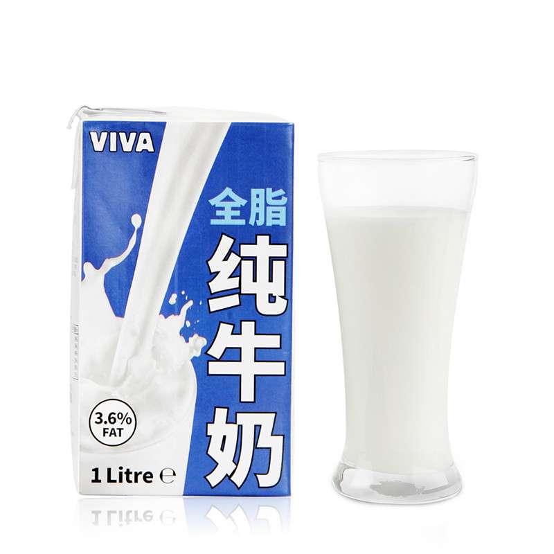 【苏宁自营】韦沃viva 全脂纯牛奶 1l*12盒 英国进口