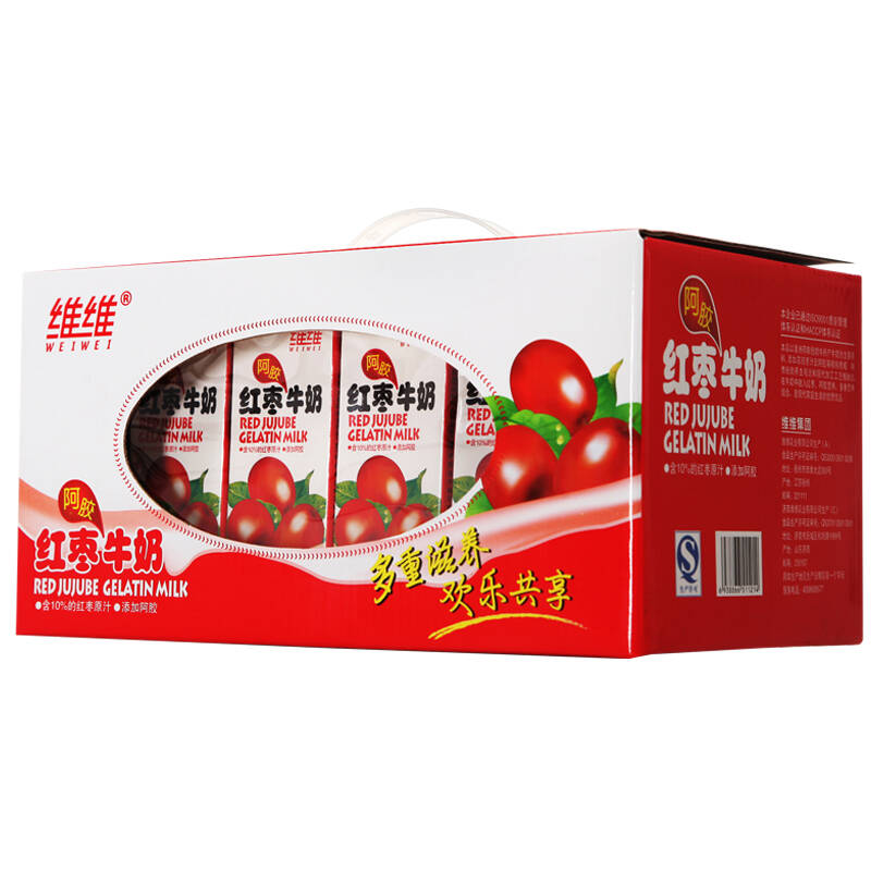 维维阿胶红枣牛奶250ml12盒