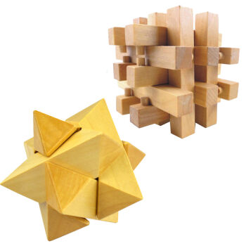 木童儿童智力玩具解锁木制玩具孔明锁鲁班锁本色菱角球十八罗汉两款