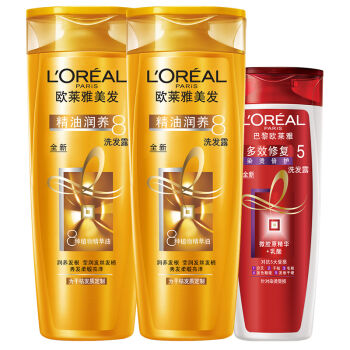 欧莱雅loreal精油润养尊享3件套洗发露400ml2染烫倍护洗发露200ml