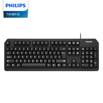 PHILIPS 飞利浦 SPK6212B 104键 有线薄膜键盘 黑色 无光