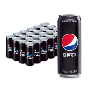 pepsi 百事 可樂 無糖黑罐 Pepsi  碳酸飲料 細長罐 330ml*24罐 整箱裝 新老包裝隨機發貨  百事出品