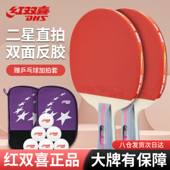 DHS 红双喜 T2006 乒乓球直拍套装