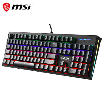 MSI 微星 GK50Z 机械键盘 黑轴 RGB光效 有线 游戏电竞办公键盘 104键 吃鸡键盘 黑色