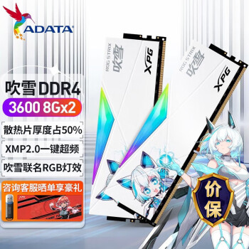 ADATA 威刚 XPG 龙耀 D50 吹雪 DDR4 3600 RGB吹雪联名主板内存 DDR4 3600 8*2 16G套装
