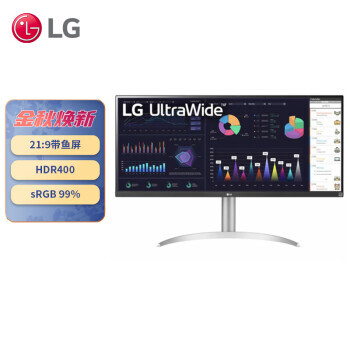 LG 乐金 34英寸 HDR400 100Hz Type-C接口 IPS带鱼屏 低闪屏 内置音箱 超宽屏 办公 游戏 电竞显示器 34WQ650 -W 2099元