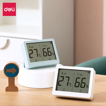得力工具 得力(deli)室内温湿度表 LCD电子温湿度计 婴儿房室内温湿度表 办公用品 蓝色LE501-TQ 8.9元