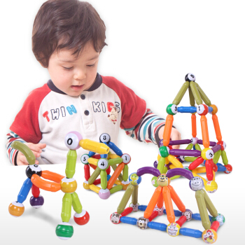 MingTa 銘塔 MING TA）60粒磁力棒積木 益智玩具大顆粒創意拼插磁性 寶寶2-3-6歲嬰幼兒童