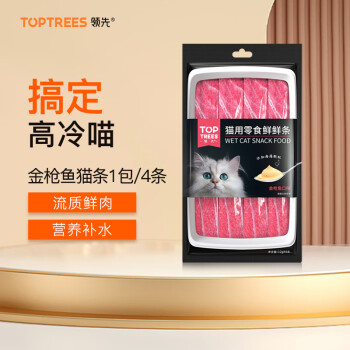 Toptrees 領先 貓零食 貓濕糧 貓條 肉條 金槍魚口味 1包裝（4條）