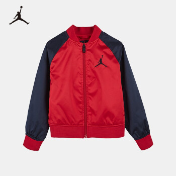 NIKE 耐克 童装男童棒球夹克Nike Air Jordan2021春秋儿童针织休闲上衣外套 杰斯特红7127 120(6)