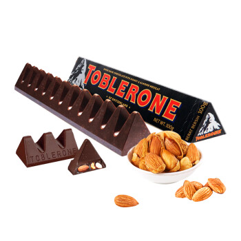 三角Toblerone瑞士进口黑巧克力含蜂蜜及巴旦木糖果儿童休闲零食100g/条生日礼物节日礼品