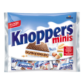 Knoppers 优立享 德国进口 Knoppers优力享牛奶榛子巧克力威化饼干192g礼袋装 五层夹心休闲网红零食糕点礼袋