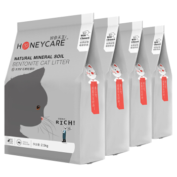 Honeycare 好命天生 活性炭倍净膨润土猫砂 抗菌除臭低粉尘 10L(2.5L*4包）