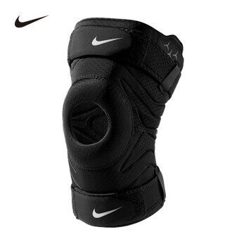 NIKE 耐克 綁帶式護膝 籃球跑步健身運動保暖護具男女膝蓋半月板保護 黑色單只裝 N1000672010 XL 256元