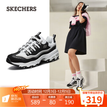 SKECHERS 斯凯奇 D\'Lites 女子休闲运动鞋 11914/BKW 黑色/白色 37