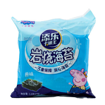 小猪佩奇 岩烧海苔紫菜海苔 儿童宝宝零食 休闲食品原味1.6g*8包
