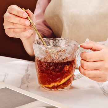 CRISTALGLASS 格娜斯 冰川纹带把玻璃杯子家用客厅喝水杯耐高温茶杯ins风果汁杯300ml单个