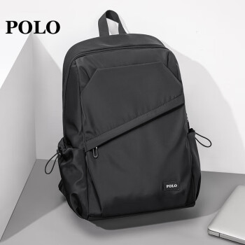 POLO 双肩包男时尚潮流大学生书包大容量休闲旅行电脑包15.6英寸ZY092P821J 黑色