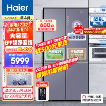 Haier 海尔 智享系列 BCD-656WGHTDV9N9U1 对开门冰箱 656L