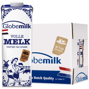 Globemilk 荷高 荷兰原装进口 全脂纯牛奶 3.7优乳蛋白 iTQi国际美味奖章 1L*6 整箱装