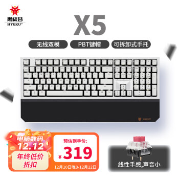 HEXGEARS 黑峡谷 X5 108键 2.4G双模机械键盘 黑森林慕斯 凯华BOX玫瑰红轴 单光