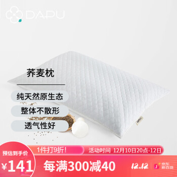 DAPU 大朴 枕芯家纺 A类枕头 纯棉面料 纯荞麦枕 卧室枕头枕芯 荞麦填充 48*74cm