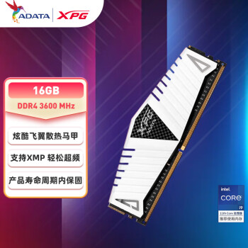ADATA 威刚 16GB DDR4 3600 台式机内存 XPG-威龙Z1(釉白)