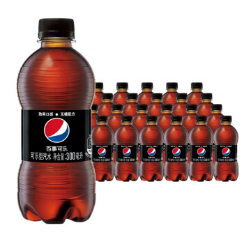 pepsi 百事 可乐 无糖 Pepsi 碳酸饮料 汽水 迷你 小胶瓶 300ml*24瓶 饮料整箱  百事出品