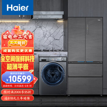 Haier 海尔 冰洗套装  冰箱BCD-501WGHFD14S8U1+精华洗 EG100MATESL6