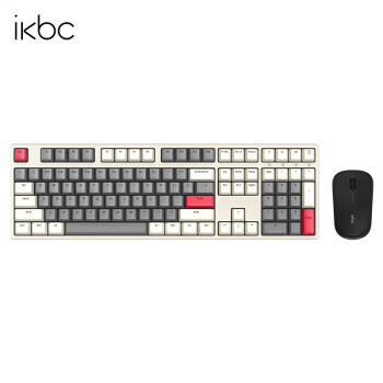 ikbc 时光灰无线键盘机械键盘无线樱桃键盘办公键盘c210时光灰 无线2.4G 红轴 键鼠套装