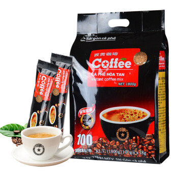 SAGOcoffee 西贡咖啡 西贡（SAGOCOFFEE）越南进口三合一速溶炭烧咖啡1800g(18gx100条)