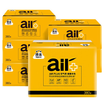 Hygienix 洁云 AIR Plus 空气柔本色平板卫生纸 380张 6包装