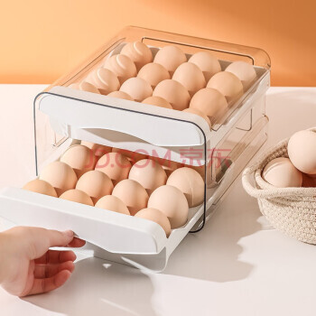 有券的上：鸡蛋盒冰箱收纳盒双层抽屉式 32格 15.9元包邮（需用券）