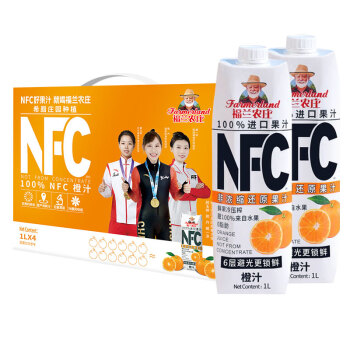 福兰农庄 100%NFC橙汁鲜榨果汁整箱儿童饮料欧洲进口1L*4瓶礼盒装