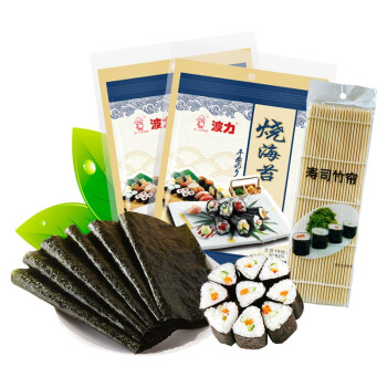 POLI 波力食品 波力海苔  寿司海苔  紫菜包饭  寿司卷食材54克（20张）带竹帘 烘焙原料