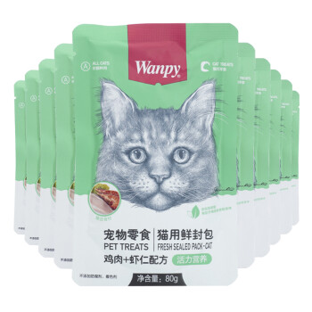 Wanpy 顽皮 猫零食鸡肉虾仁鲜封包800g(80g*10包)