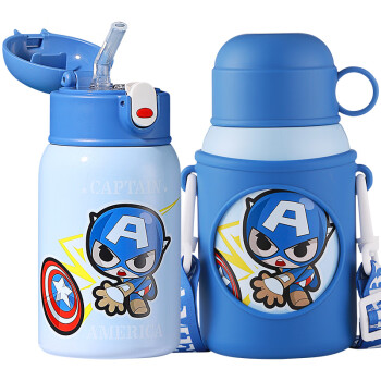 Disney 迪士尼 儿童保温杯带吸管316不锈钢宝宝直饮壶男女孩小学生双盖喝水杯子