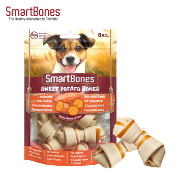 SmartBones 宠物狗狗零食磨牙棒 洁齿骨地瓜味 迷你-8支装128g(包装升级款)