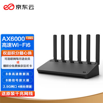 京东云 无线宝 AX6000 百里 WiFi6 双频千兆无线路由器 128GB
