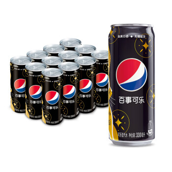 pepsi 百事 可乐无糖Pepsi 年货 可乐汽水碳酸饮料 细长罐 330ml*12 整箱百事出品