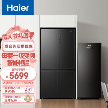 Haier 海尔 冰冷套装545升大容量四开门冰箱BCD-545WFPB+抽屉立式冷冻柜BD-137WGHS9D9（附件仅展示)