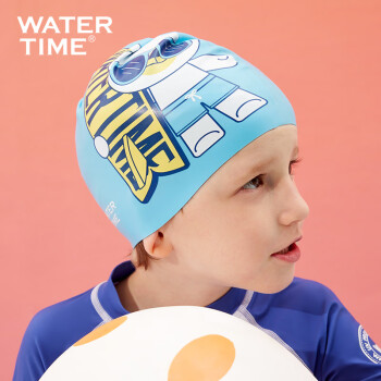 WATERTIME 蛙咚 水川 儿童泳帽硅胶防水男童女童游泳帽卡通印花游泳装备冲浪小熊