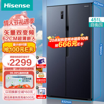 Hisense 海信 BCD-451WFK1DPQ 对开门冰箱 451L