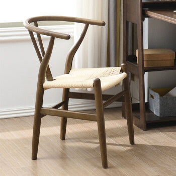 香木语实木餐椅新中式创意靠背椅子书房学习椅家用休闲y椅胡桃色