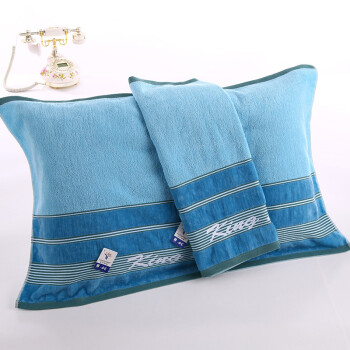 KINGSHORE 金號 割絨提緞枕巾 藍色 兩條裝