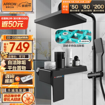 ARROW 箭牌卫浴 AE33131 三功能自洁花洒套装 雅黑