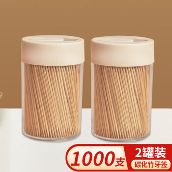 JIACHI 佳驰 一次性牙签碳化竹签水果签组合套装2罐1000支装JC-8002