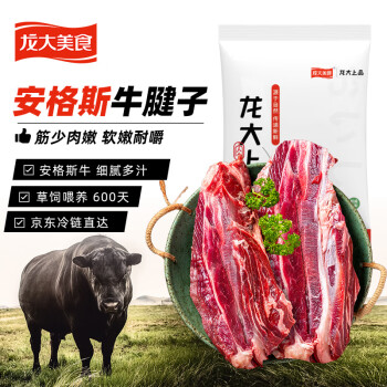 龙大美食 原切牛腱子1kg（带腱子芯）安格斯黑牛肉烧烤健身食材 生鲜牛肉